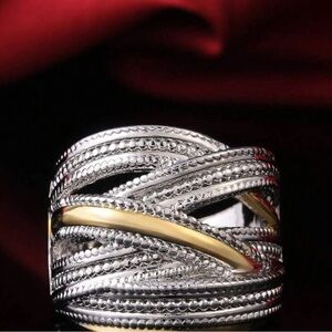 Fashionable Criss Cross Layered Ring size 7